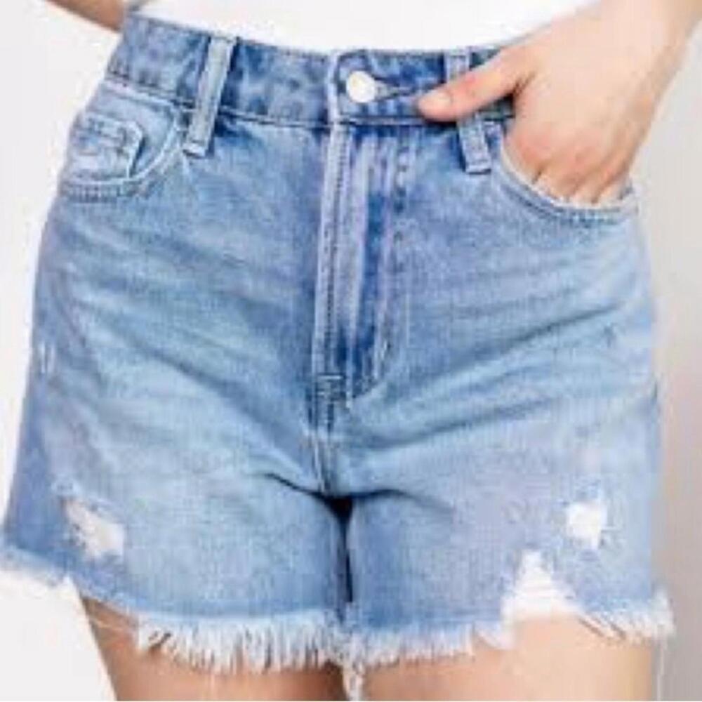 NWT Vervet Size S Rebecca Astounded Distressed High Waist Cutoff Denim Shorts